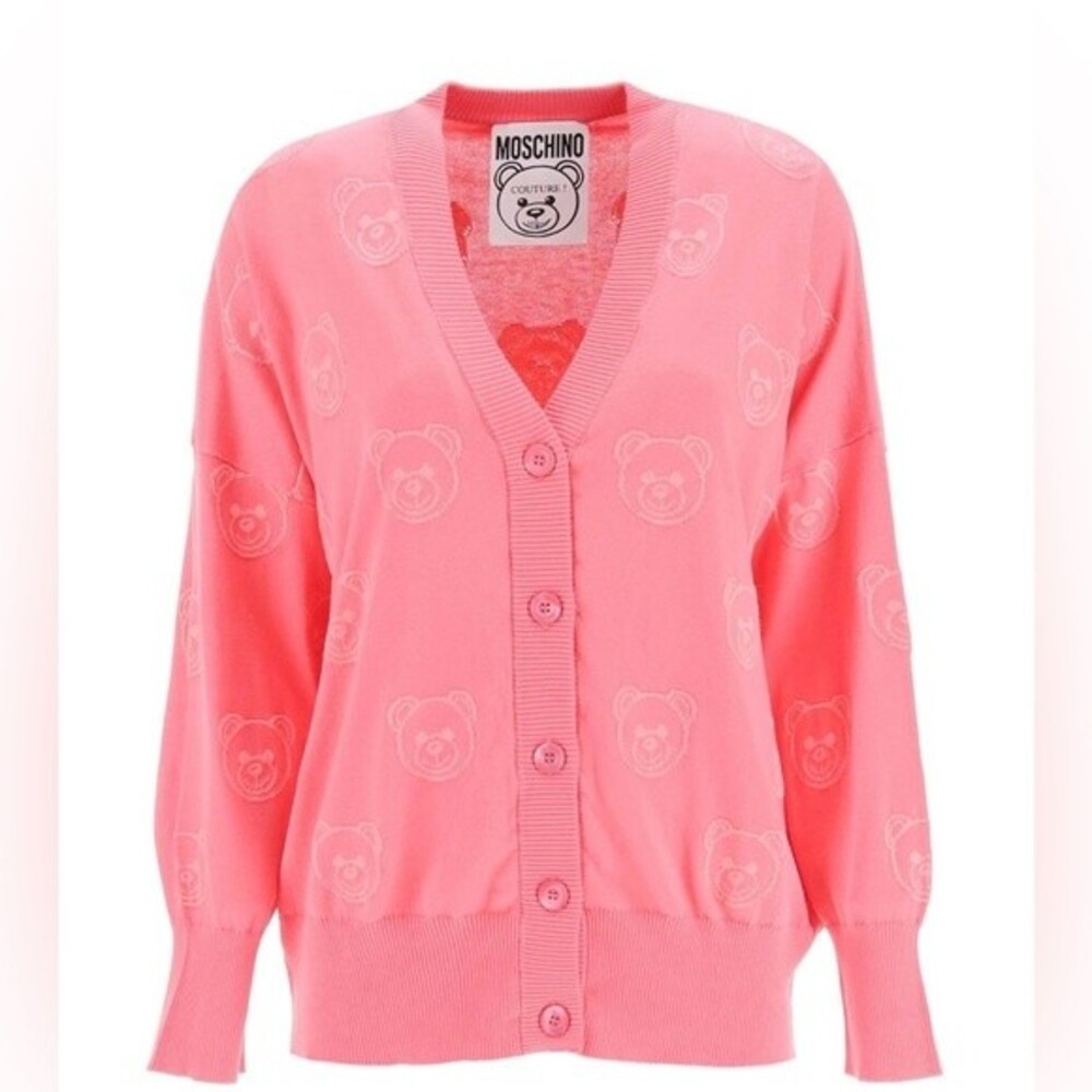 MOSCHINO Couture teddy bear cardigan in pink Size 6 NWOT